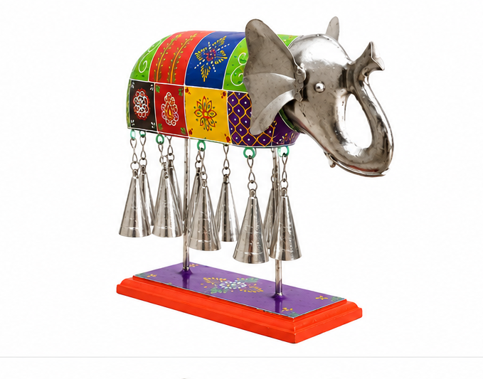 Multicolour Iron Wood Elephant Bells