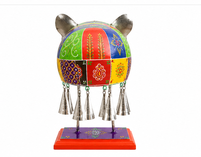 Multicolour Iron Wood Elephant Bells