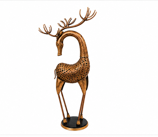 Iron Antique Pair Of Vienna Deer Set Of 2