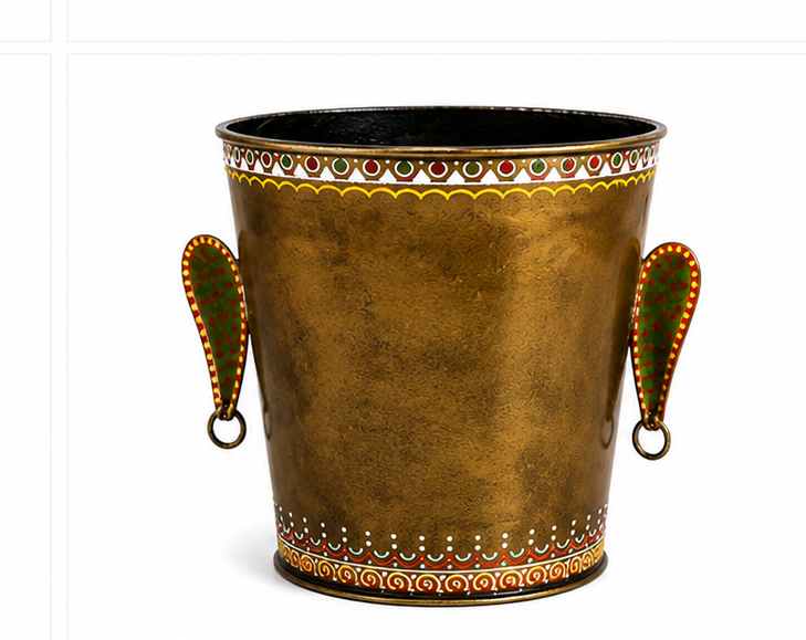 Iron Painted Bucket Planter Set Of 2