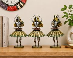 Antique Wrought Ladies Figurine Set Of 3