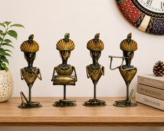 Gold Wrought Iron Human Figurine Set Of 4