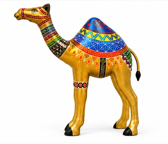 Colourful Iron Painted Camel Set Of 2