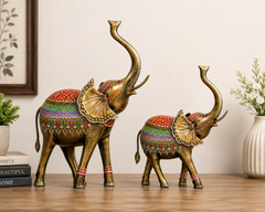 Handcrafted Elephant Figurine Set Of 2