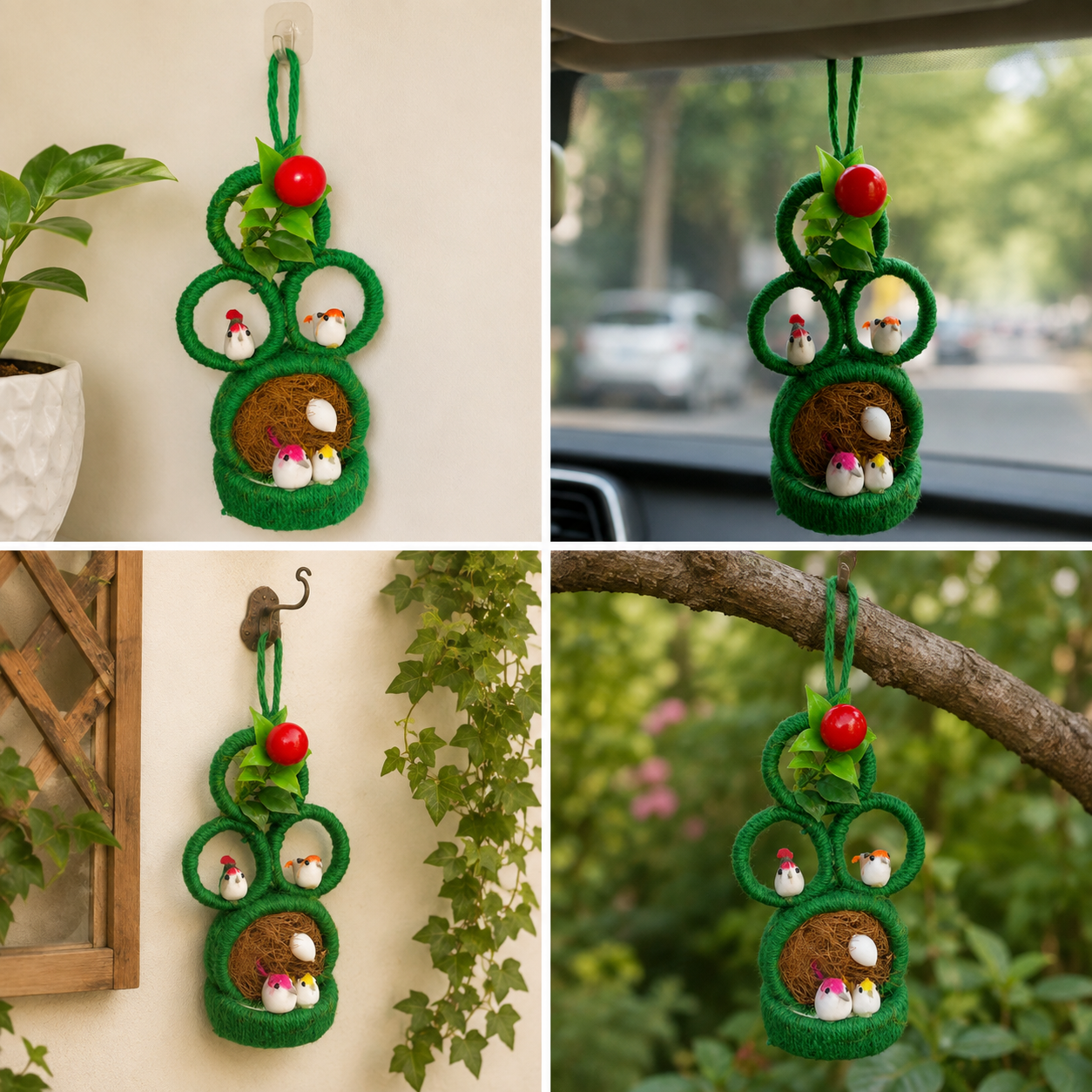 Jute Nest Wall Hanging Green