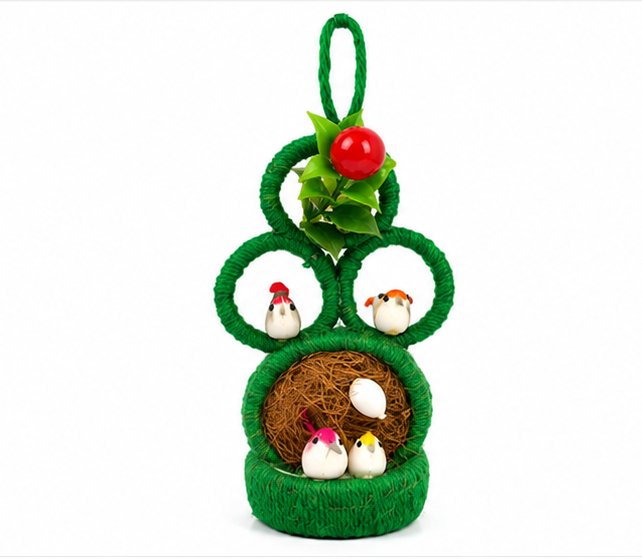 Jute Nest Wall Hanging Green