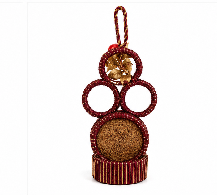 Jute Nest Wall Hanging Maroon Gold