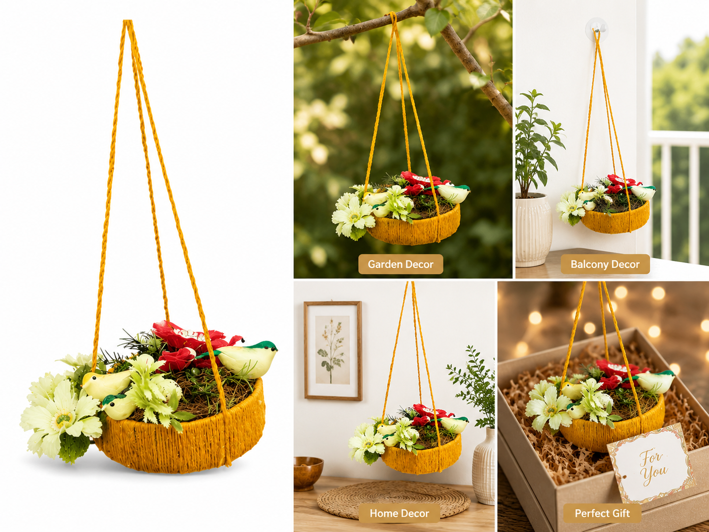 Jute Nest Wall Hanging Yellow colour