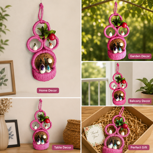 Jute Nest Wall Hanging Pink