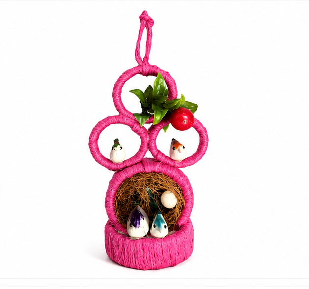 Jute Nest Wall Hanging Pink