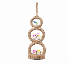 Jute Nest Wall Hanging with 5 birds
