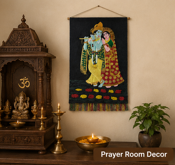 Jute Wall Hanging Radha Krishna