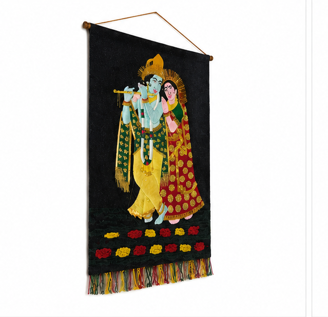 Jute Wall Hanging Radha Krishna