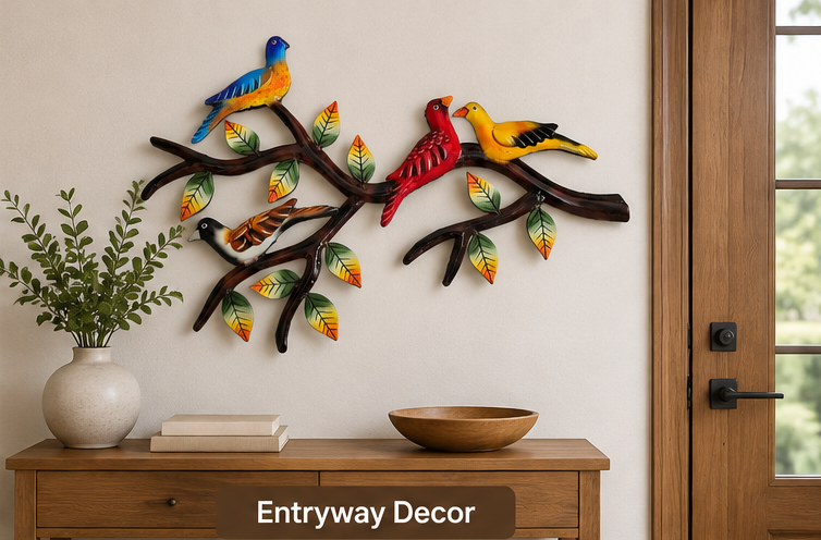 Wrought Iron Birds On Branch Wall Décor