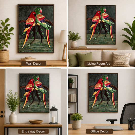 Jute Wall Hanging Parrots