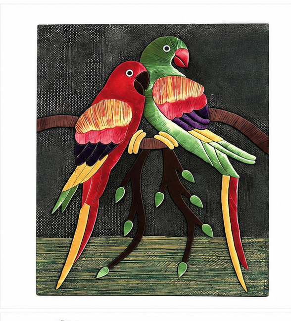 Jute Wall Hanging Parrots