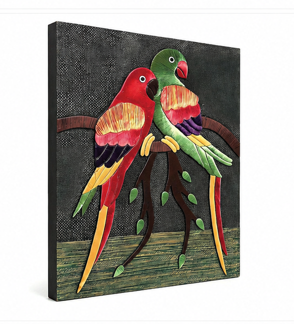 Jute Wall Hanging Parrots