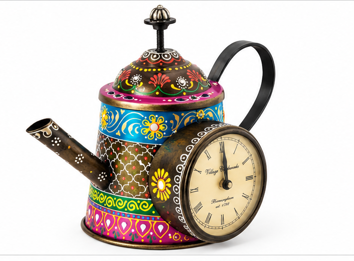 Hand Painted KETLI WITH CLOCK