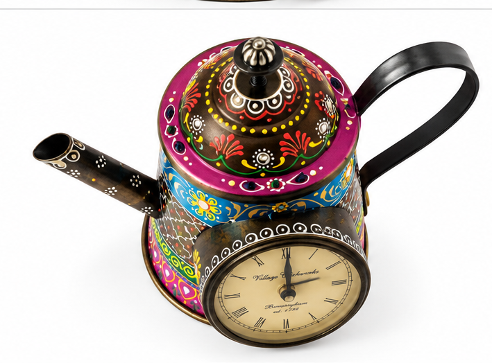 Hand Painted KETLI WITH CLOCK