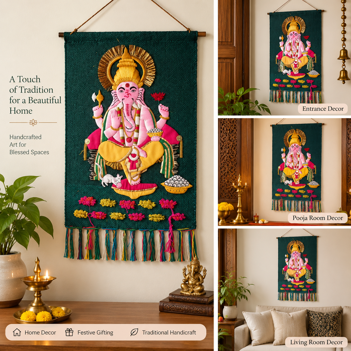Jute Wall Hanging of Ganesh