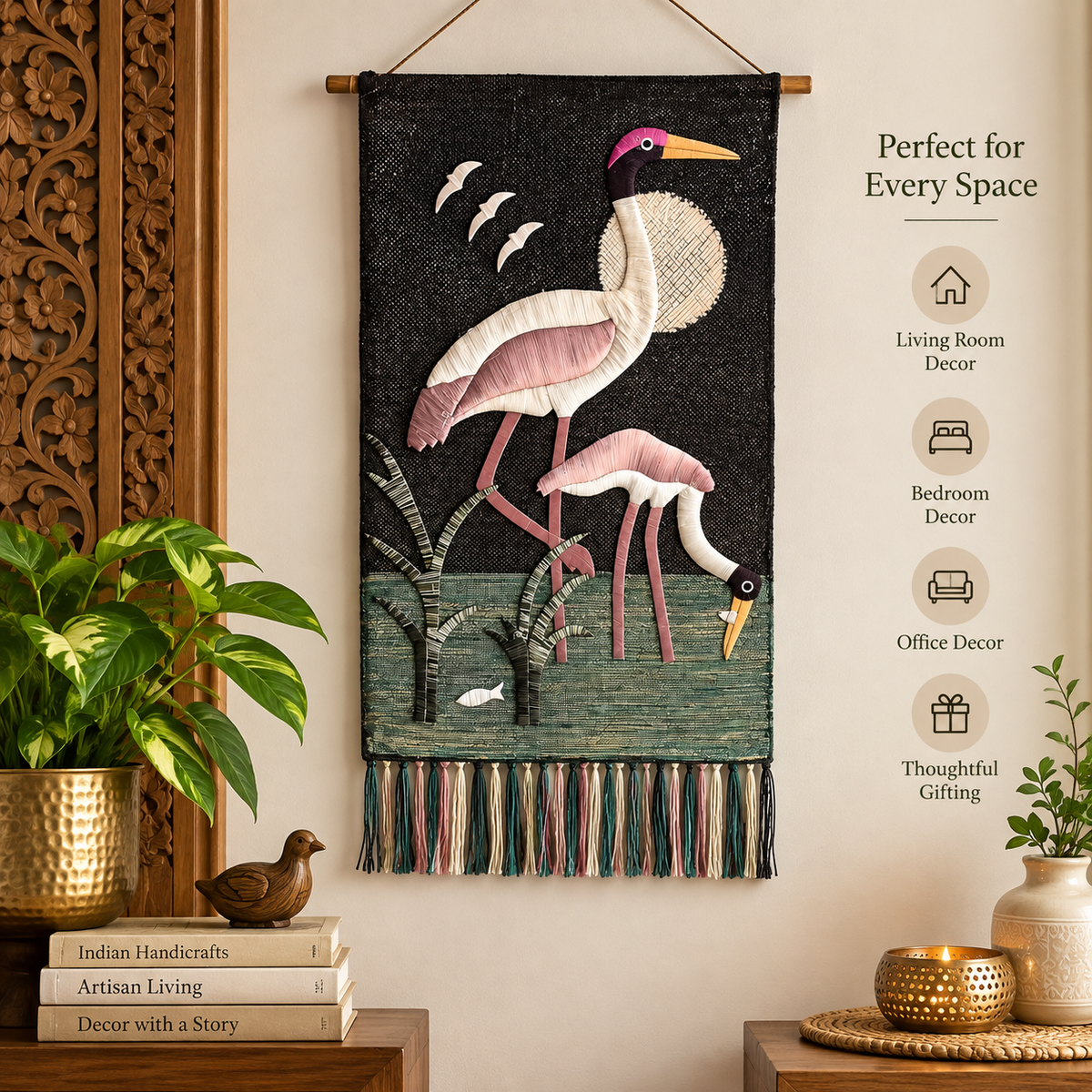 Jute Wall Hanging of Birds