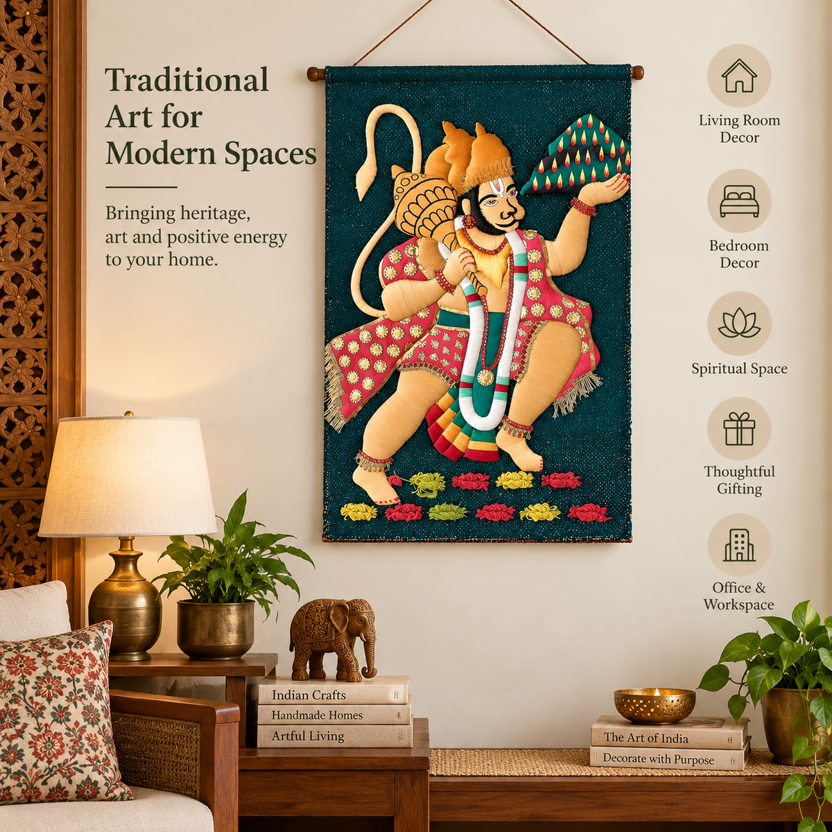 Jute Wall Hanging of Hanuman