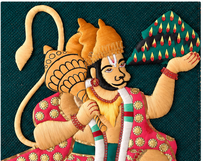 Jute Wall Hanging of Hanuman