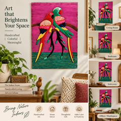 Jute Wall Hanging of 2 Parrots