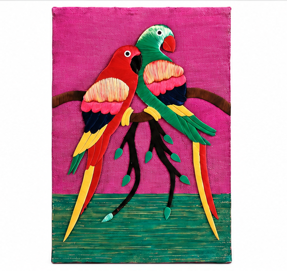 Jute Wall Hanging of 2 Parrots