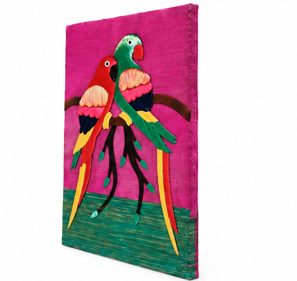 Jute Wall Hanging of 2 Parrots