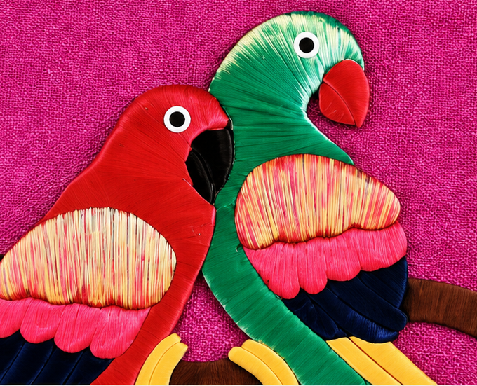 Jute Wall Hanging of 2 Parrots