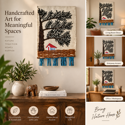 Jute Wall Hanging of a Tree and House
