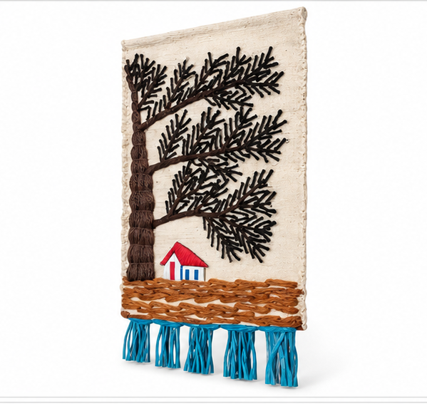 Jute Wall Hanging of a Tree and House