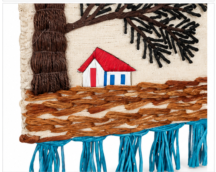 Jute Wall Hanging of a Tree and House