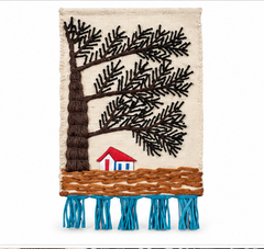 Jute Wall Hanging of a Tree and House