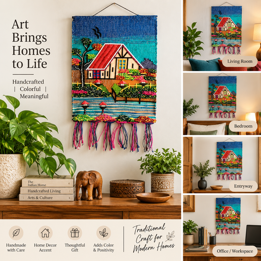 Jute Wall Hanging of House
