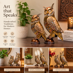Colourful Antique Owl Set Of 2