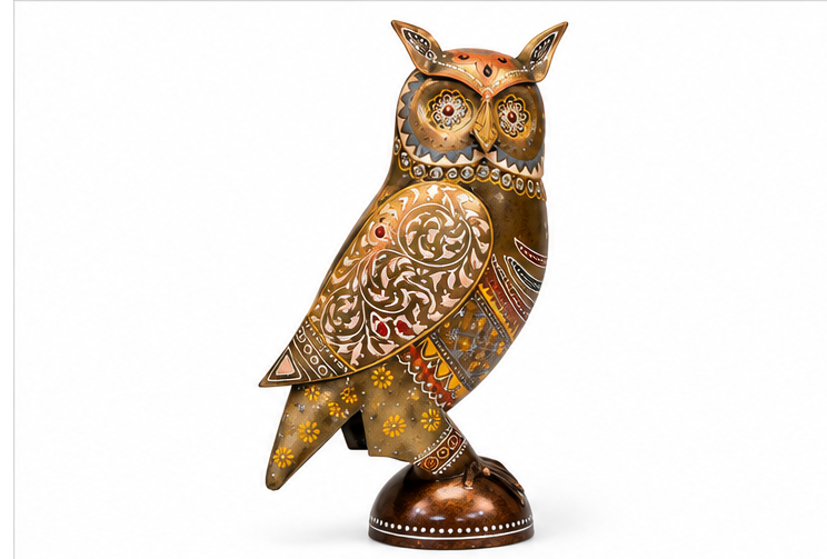 Colourful Antique Owl Set Of 2