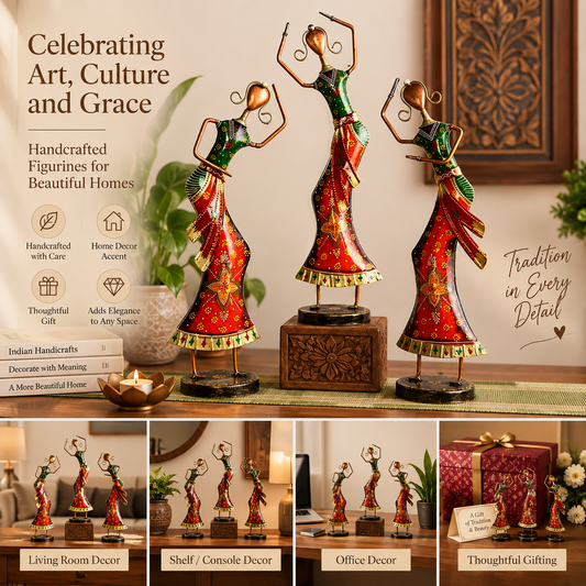 Rajasthani Dancing Ladies Figurine Set Of 3