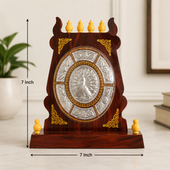 Majestic Peacock Motif Tanjore Art Shield Mementos - 7 inches