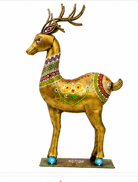 Colourful Antique Deer Show Décor Set of 2