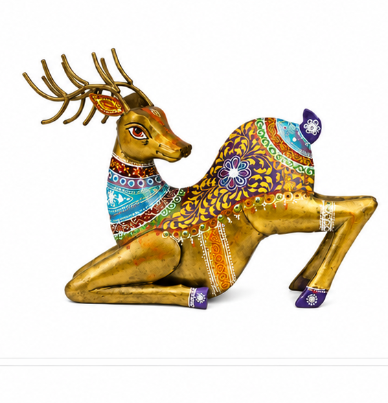 Colourful Antique Deer Show Décor Set of 2