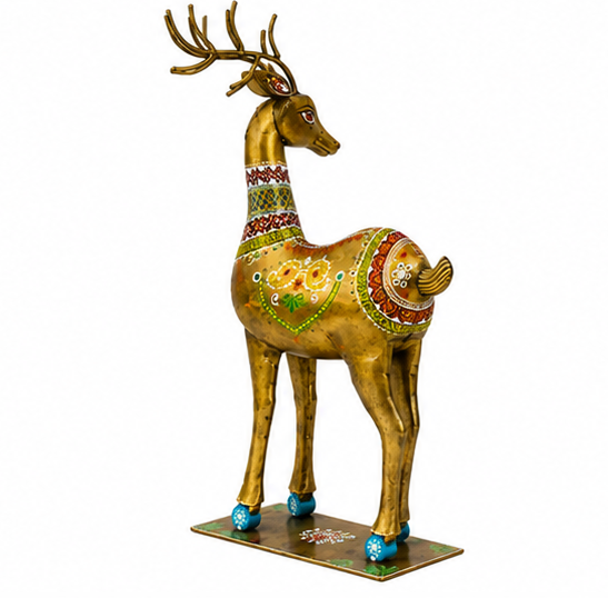 Colourful Antique Deer Show Décor Set of 2
