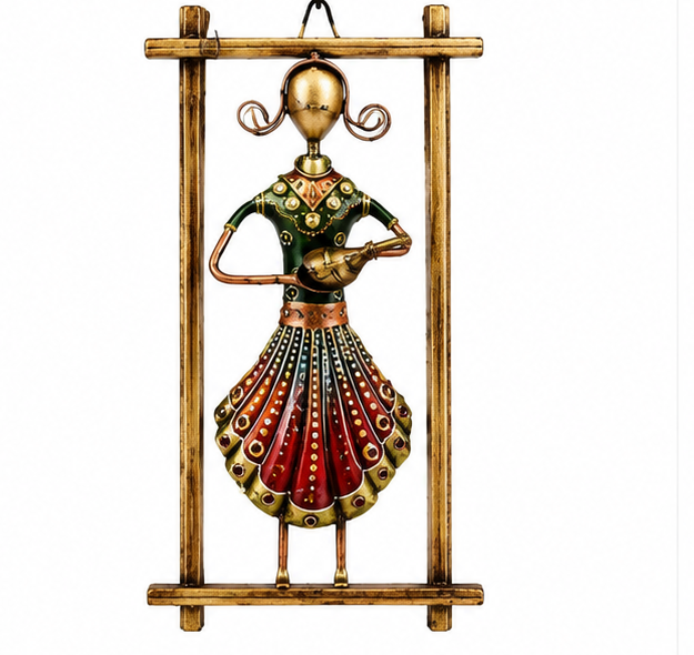 Metal Lady Musician Lady Set Of 3 Frames
