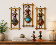 Metal Lady Musician Lady Set Of 3 Frames