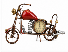 Metal Red Bike With Clock Piece Décor