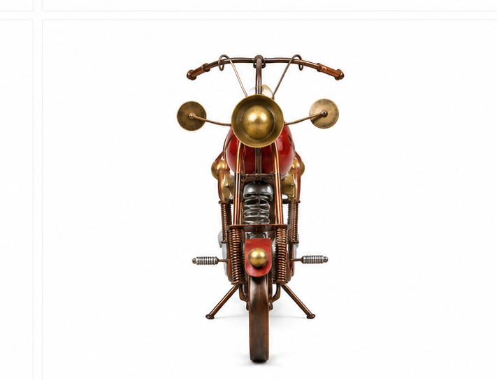 Metal Red Bike With Clock Piece Décor