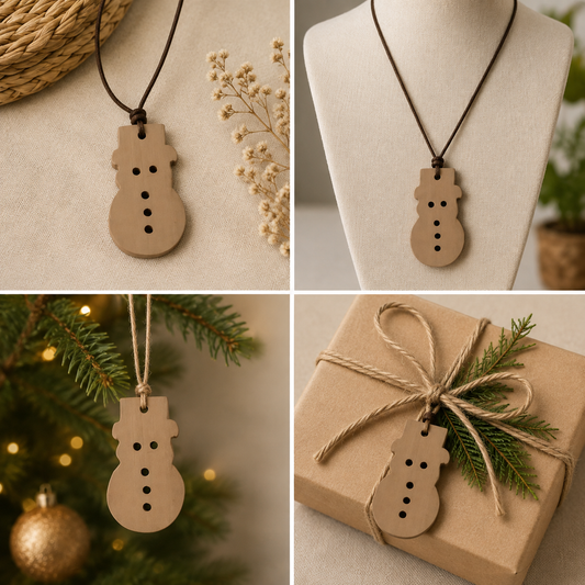 Wooden Snowman Pendant