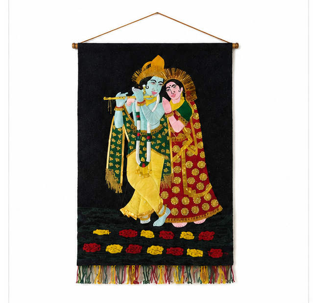 Jute Wall Hanging Radha Krishna