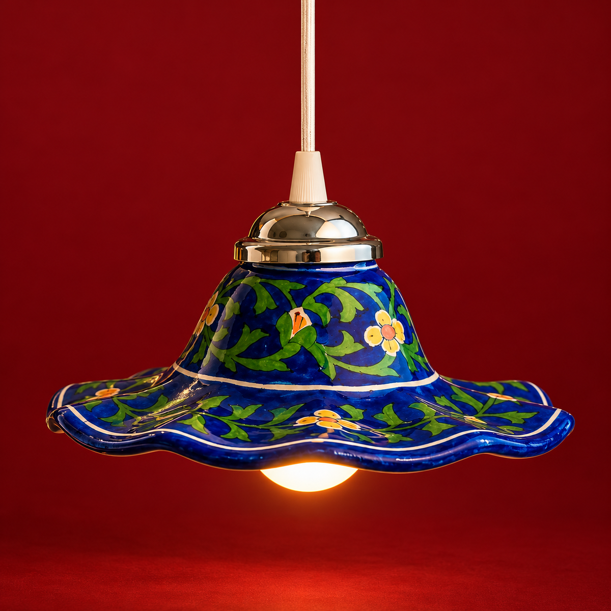 Raat Ki Rani | Jaipur Blue Pottery Floral Lamp